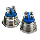 2x Waterproof Push Button Switch 16mm 3A/250V Metal Momentary Horn Self UJG
