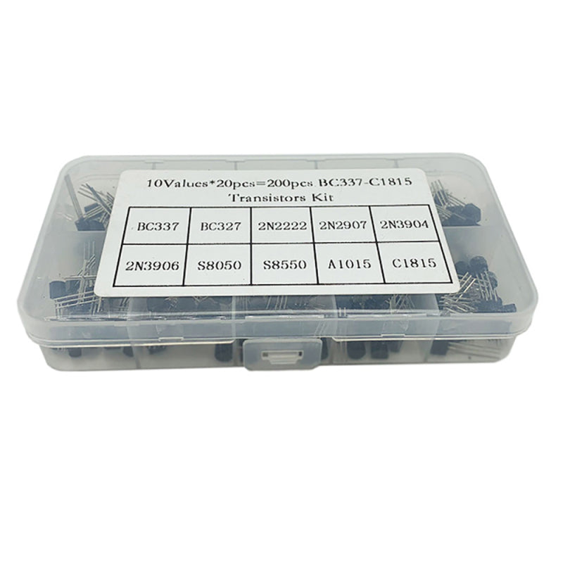 10Values x20 200pcs NPN PNP Power Transistor Assortment Kit Box BC337 BC5 SDT