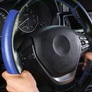 Steering Wheel Cover Leather DIY Black+Blue 38cm Needles Thread Car Au NZZ