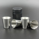 1 Set of 4PCS Tea Beer Coffee Wine Cups Mugs Stainless + Bag Travel Carry EIC