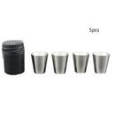 1 Set of 4PCS Tea Beer Coffee Wine Cups Mugs Stainless + Bag Travel Carry EIC