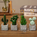 Cute Cactus Potted Plant Photo Card Memo Note Holder Clip Desktop Decors R YCD