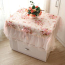 2pcs Dust-proof Rectangular Table Cover Decoration Pink Flower Lace Table  UHZ
