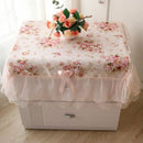 2pcs Dust-proof Rectangular Table Cover Decoration Pink Flower Lace Table  UHZ
