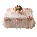 2pcs Dust-proof Rectangular Table Cover Decoration Pink Flower Lace Table  UHZ
