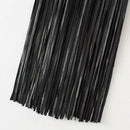 Woman Fringed Hippie Boho Fringe Tassel Black Faux Leather PU Belts Skirts 50cm