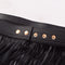 Woman Fringed Hippie Boho Fringe Tassel Black Faux Leather PU Belts Skirt RQW