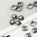 100 x 10mm Pyramid Studs Dark Grey Spots Spikes Rivets Punk Goth Leathe IKQ
