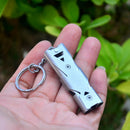 Stainless Steel Outdoor Camping Survival Double Tube Emergency Whistle Ke PIU