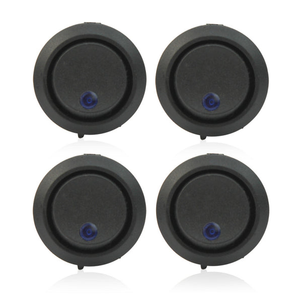 4PCS New Mini Round Blue LED Rocker Indicator Switch 3 Pin On-Off 12V DC HQ