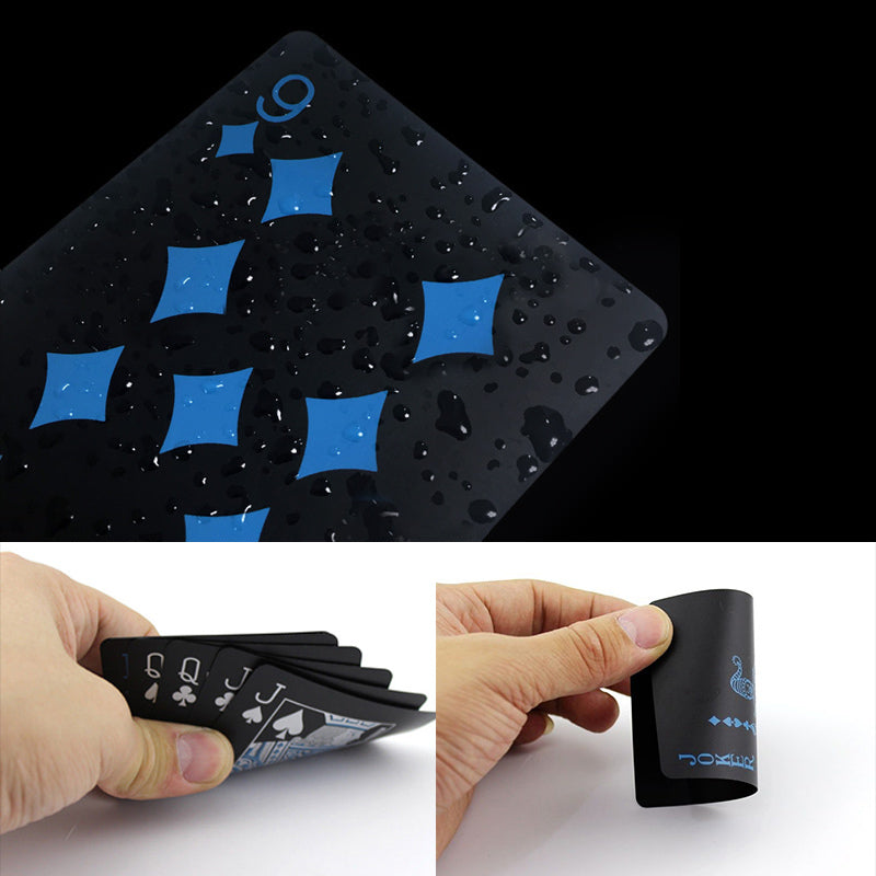 54pcs Cool Black Plastic PVC Poker Waterproof Magic Playing Cards Table Game CYX