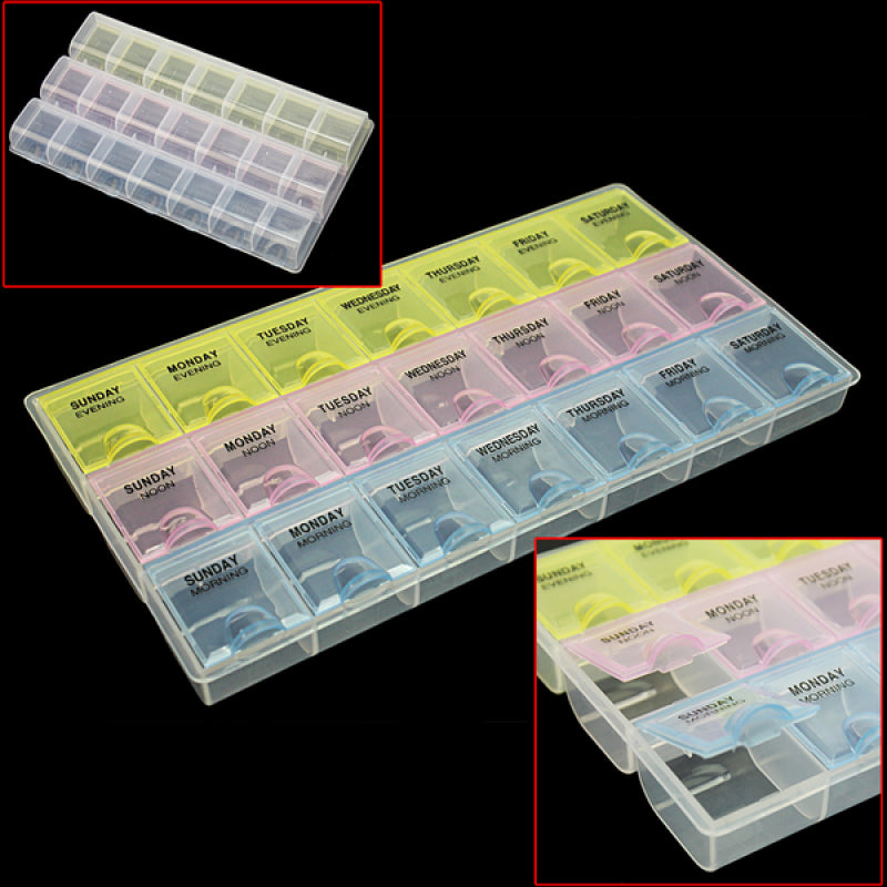 21 Grids Weekly Pills Storage-Case Small Jewelry Holder Organizer Box P OFX