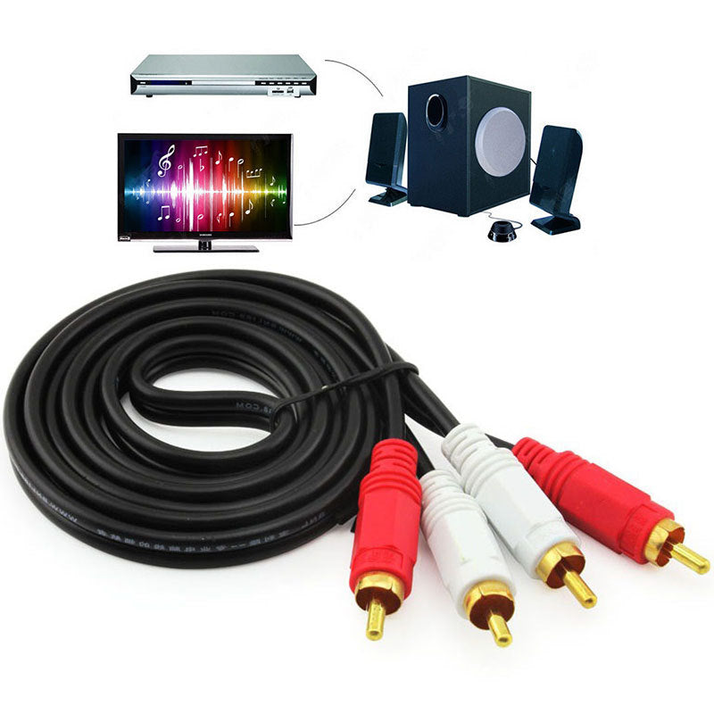 1.5m Twin RED WHITE 2x RCA PHONO Audio LEFT RIGHT Cable Male to Male Le APP