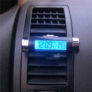 Blue Backlight Clip-on Clock Thermometer Calendar Car Auto Bicycle Digital GOE