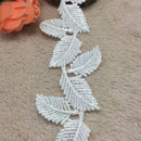 White Leaf Floral Lace Trim Embroidery Tulle Saclloped Edge Trim 1 Yard