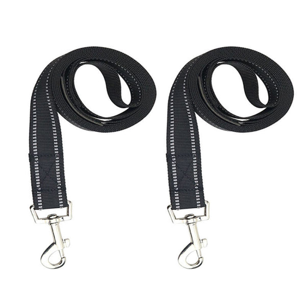 2x Strong Nylon Dog Pet Lead Leash With Clip For Collar Harness Black QYG PHP