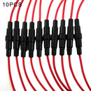 10X AGC Fuse Holder Case In-Line Black Red Plastic Screw Type With Wire  RCT