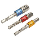 3PCS 1/4" 3/8" 1/2" Socket Bit Adapter Hex Shank Drill Nut Driver Power Bar New
