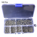 180pcs 304 Stainless Steel Cylindrical Hex Screw Nut Combination M2 A2-70 DMQ