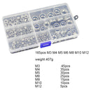 165pcs Boxed 304 Stainless Steel Nylon Lock Nut Locknut Self-Locking Nut VEI