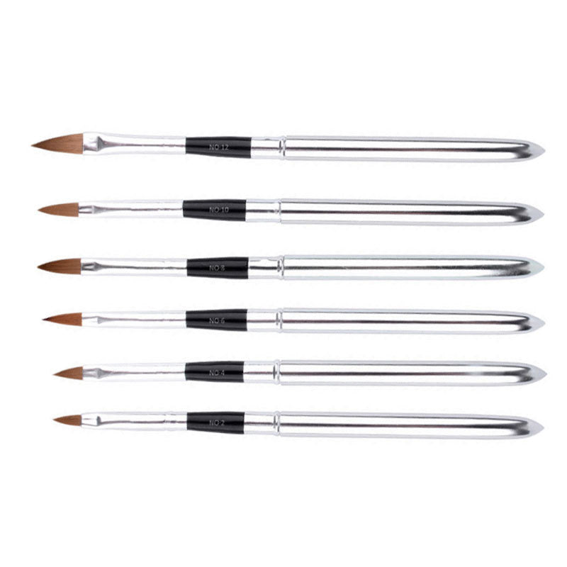 6 x Acrylic & UV Gel Brushes Nail Art Flat Brush Set Sizes 2 4 6 8 10 12 Useful