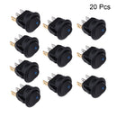 20X Round Rocker Switch 12V With Blue LED Light Dot Car Auto Rv Boat Toggle QKU
