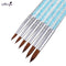 6PCS/Set Nail Art Carving Brush Set Blue Rhinestone Handle Gel Polish P YJR KPL