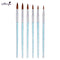 6PCS/Set Nail Art Carving Brush Set Blue Rhinestone Handle Gel Polish P YJR KPL