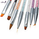 7PCS Rhinestones Handle Painting Pen UV Gel Drawing Brush Liner Nail A ONA