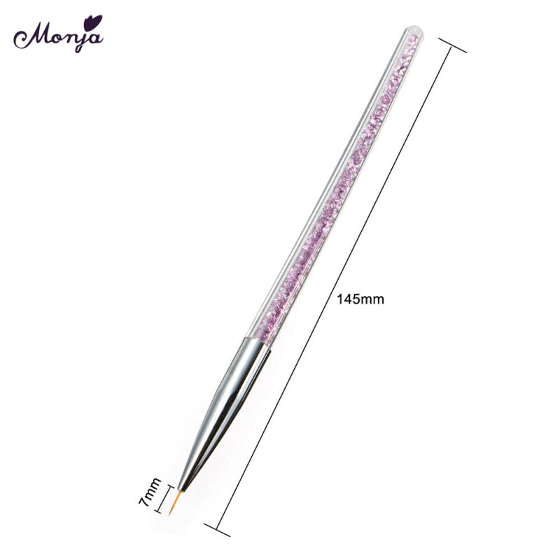 7PCS Rhinestones Handle Painting Pen UV Gel Drawing Brush Liner Nail A ONA