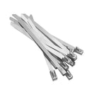 100 Pcs 304 Stainless Steel Exhaust Wrap Coated Metal Locking Cable Zip Ties bv