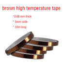 5pcs 0.06mm * 5mm * 33m Tape High Temperature Heat Resistant Polyimide DFS JWU