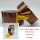 2pcs 0.06mm * 20mm * 33m Tape High Temperature Heat Resistant Polyimide MPY