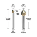 1/4" Shank 90 Degree V Groove Solid Carbide Router Bit - 1/4" 1/2" 3/4" 1" YM