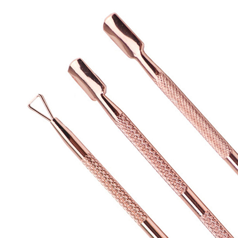 3x Stainless Steel Nail art Cuticle Spoon Pusher Manicure Pedicure Remover Tools