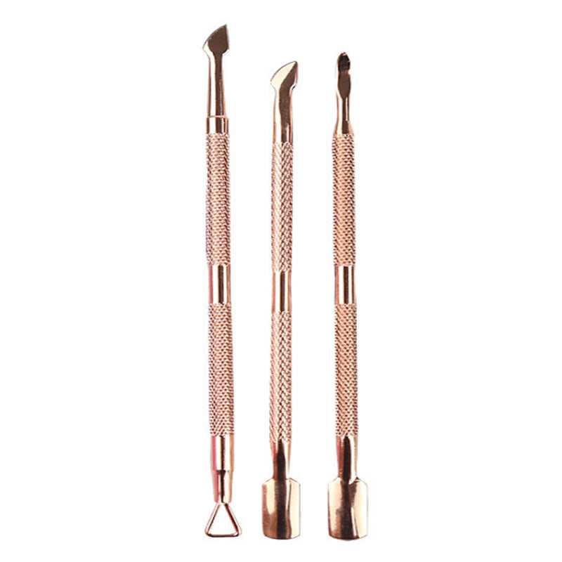 3x Stainless Steel Nail art Cuticle Spoon Pusher Manicure Pedicure Remover Tools