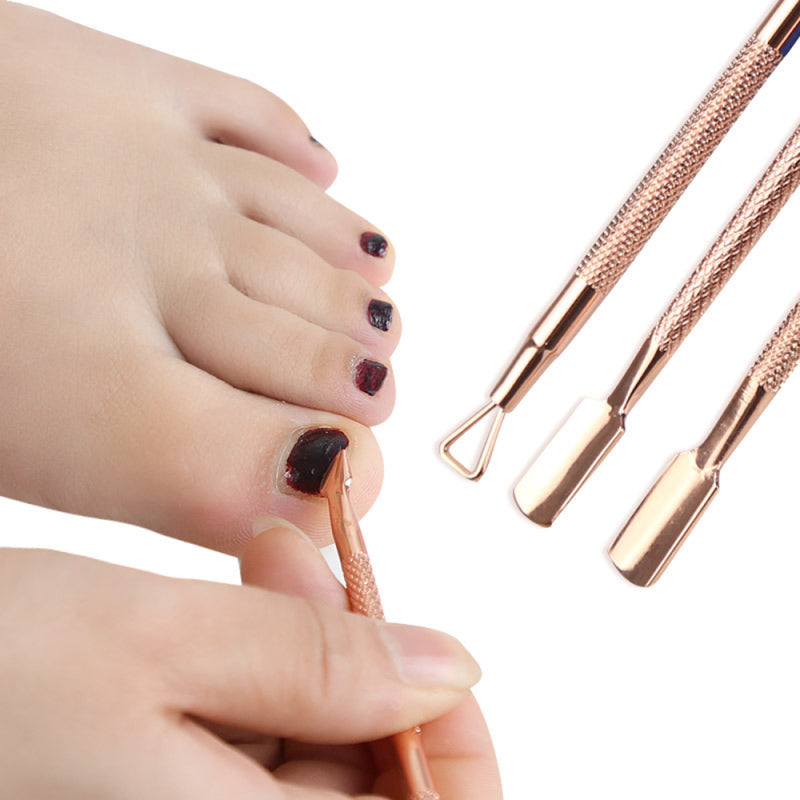 3x Stainless Steel Nail art Cuticle Spoon Pusher Manicure Pedicure Remover Tools