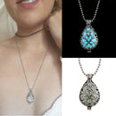 Glow In Dark Locket Hollow Glowing Blue Stone Luminous Choker Pendant Neck BSY