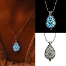 Glow In Dark Locket Hollow Glowing Blue Stone Luminous Choker Pendant Neck BSY