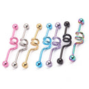 Stainless Steel Spiral Industrial Barbell Ear / Tongue Ring Piercing Bar J GNJ