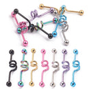 Stainless Steel Spiral Industrial Barbell Ear / Tongue Ring Piercing Bar J GNJ
