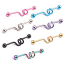 Stainless Steel Spiral Industrial Barbell Ear / Tongue Ring Piercing Bar J GNJ