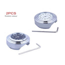 2PCS 7/8" 1" Motorcycle Bike Chrome Waterproof Dial Handlebar Clock Glow Watch Y