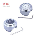 2PCS 7/8" 1" Motorcycle Bike Chrome Waterproof Dial Handlebar Clock Glow Watch Y