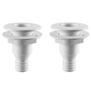 2X 3/4 Inch White Plastic Broad Flange Thru-Hull Bilge Pump Hose Fittin BJR