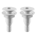 2X 3/4 Inch White Plastic Broad Flange Thru-Hull Bilge Pump Hose Fittin BJR