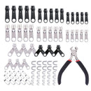 84Pcs Replacement Zipper Zip Repair Fixer Kit Metal Head Install Pliers Ho AEE