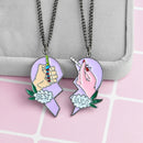 Fashion Best Buds Print Lighter Partly Heart-Shaped Necklace Pendant Gif FRO