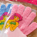 2x Exfoliating Body Scrub Gloves Shower Bath Mitt Loofah Skin Massage Sponge Hot