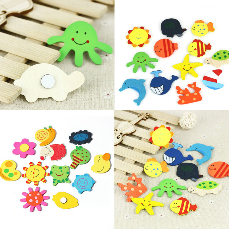 12x Baby Fridge Magnet Wooden Cartoon Animal Child Educational Toys Colorful nx